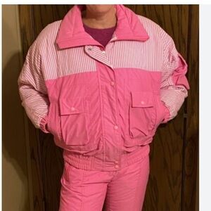 TYROLIA Vintage polyester blend pink gorpcore stiped woman's ski jacket.  10